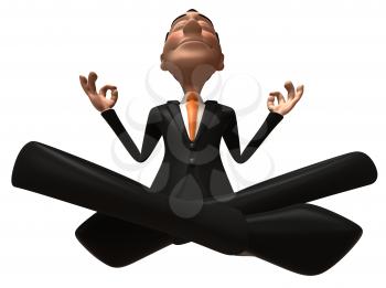 Royalty Free 3d Clipart Image of an Asian Businessman Meditating