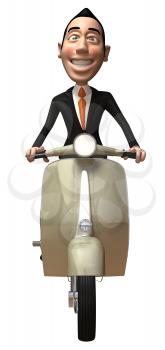 Royalty Free 3d Clipart Image of an Asian Businessman Riding a Scooter