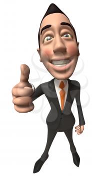 Royalty Free 3d Clipart Image of an Asian Businessman Giving a Thumbs Up Sign