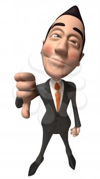 Royalty Free 3d Clipart Image of an Asian Businessman Giving a Thumbs Down Sign