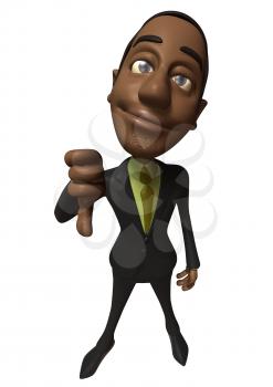 Royalty Free 3d Clipart Image of an African American Businessman Giving a Thumbs Down Sign