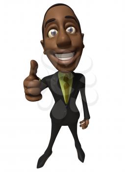 Royalty Free 3d Clipart Image of an African American Businessman Giving a Thumbs Up Sign
