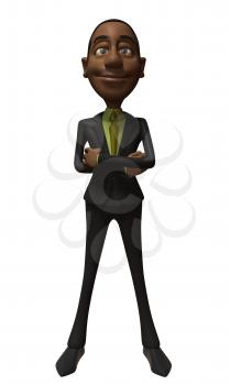 Royalty Free 3d Clipart Image of an African American Businessman Standing With His Arms Crossed