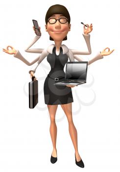 Royalty Free 3d Clipart Image of a Businesswoman Multitasking