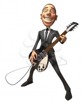Royalty Free 3d Clipart Image of a Man Wearing a Suit and Playing a Guitar