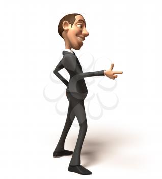 Royalty Free 3d Clipart Image of a Businessman Pointing A Finger