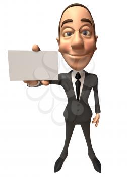 Royalty Free 3d Clipart Image of a Businessman Holding a Business Card