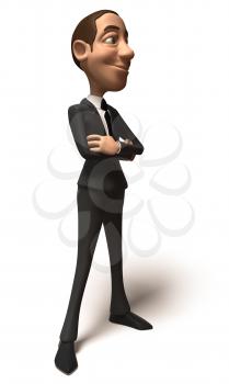 Royalty Free 3d Clipart Image of a Businessman Standing With His Arms Crossed