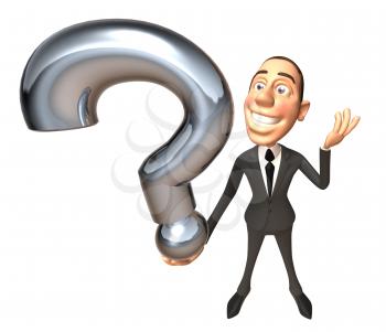 Royalty Free 3d Clipart Image of a Businessman Holding a Question Mark
