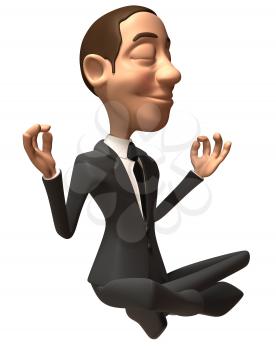 Royalty Free 3d Clipart Image of a Businessman Meditating