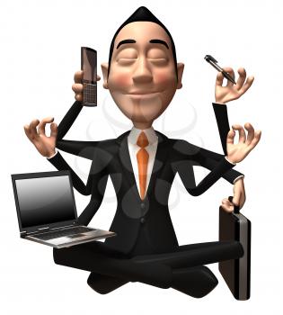 Royalty Free 3d Clipart Image of an  Asian Businessman Multitasking