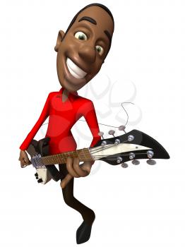 Royalty Free 3d Clipart Image of an African American Man Wearing a Suit and Playing a Guitar