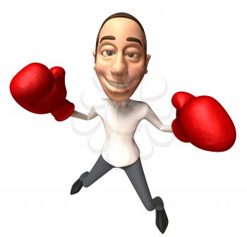 Royalty Free 3d Clipart Image of an Businessman Wearing Red Boxing Gloves