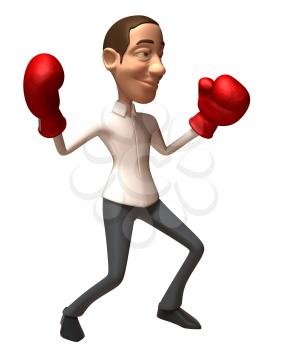 Royalty Free 3d Clipart Image of an Businessman Wearing Red Boxing Gloves