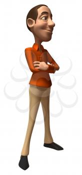 Royalty Free 3d Clipart Image of a Man Standing With His Arms Crossed