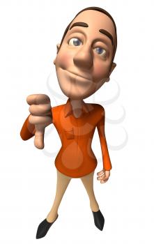 Royalty Free 3d Clipart Image of a Man Giving a Thumbs Down Sign