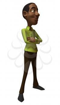 Royalty Free 3d Clipart Image of an African American Man Standing With His Arms Crossed