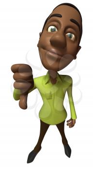 Royalty Free 3d Clipart Image of an African American Man Giving a Thumbs Down Sign