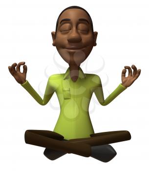 Royalty Free 3d Clipart Image of an African American Man Meditating
