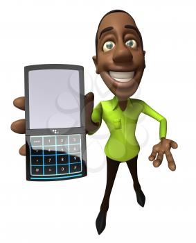Royalty Free 3d Clipart Image of an African American Man Holding a Cell Phone