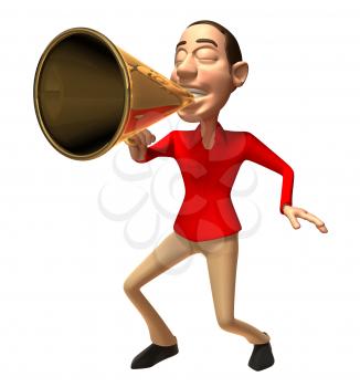 Royalty Free 3d Clipart Image of a Man Speaking into a Megaphone