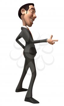 Royalty Free 3d Clipart Image of an Asian Businessman Pointing