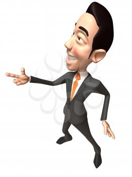 Royalty Free 3d Clipart Image of an Asian Businessman Pointing