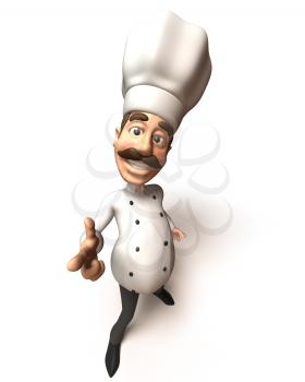 Royalty Free 3d Clipart Image of a Chef Pointing His Finger