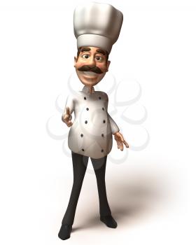 Royalty Free 3d Clipart Image of a Chef Pointing His Finger