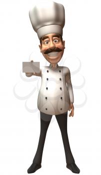 Royalty Free 3d Clipart Image of a Chef Holding a Business Card