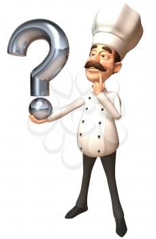Royalty Free 3d Clipart Image of a Chef Holding a Question Mark
