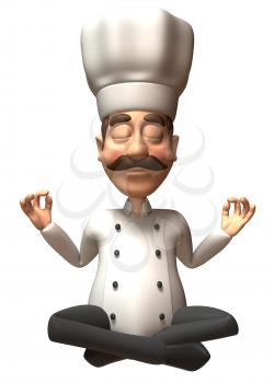 Royalty Free 3d Clipart Image of a Chef Meditating