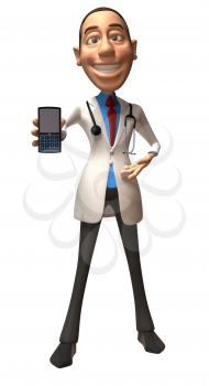 Royalty Free 3d Clipart Image of a Doctor Holding a Cell Phone
