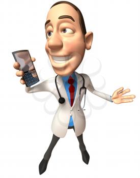Royalty Free 3d Clipart Image of a Doctor Talking on a Cell Phone