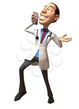 Royalty Free 3d Clipart Image of a Doctor Talking on a Cell Phone