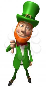 Royalty Free 3d Clipart Image of a Leprechaun Giving a Thumbs Down Sign