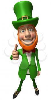 Royalty Free 3d Clipart Image of a Leprechaun Giving a Thumbs Up Sign