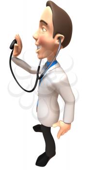 Royalty Free 3d Clipart Image of a Physician Holding a Stethoscope
