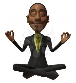 Royalty Free 3d Clipart Image of an African American Businessman Meditating