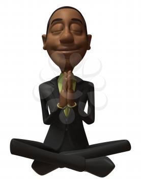 Royalty Free 3d Clipart Image of an African American Businessman Meditating