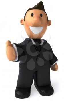 Royalty Free Clipart Image of a Man in a Business Suit With His Hand Out