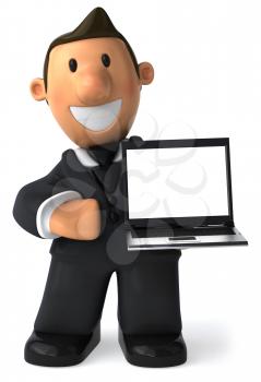 Royalty Free Clipart Image of a Businessman With a Laptop