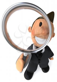 Royalty Free Clipart Image of a Businessman With a Magnfiying Glass