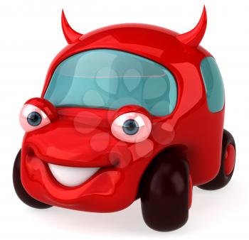 Royalty Free 3d Clipart Image of an Evil Red Car