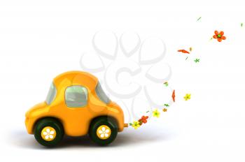 Royalty Free 3d Clipart Image of a Flower Car