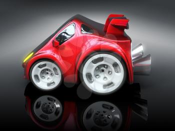 Royalty Free 3d Clipart Image of a Red Sportscar