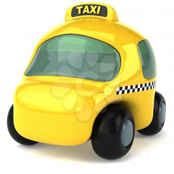 Royalty Free 3d Clipart Image of a Yellow Taxi