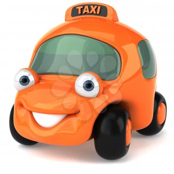 Royalty Free 3d Clipart Image of a Orange Taxi