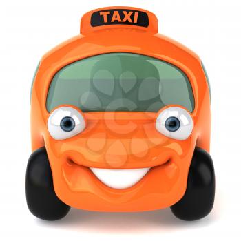 Royalty Free 3d Clipart Image of a Orange Taxi
