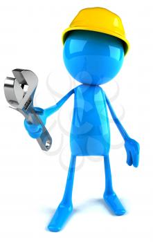 Royalty Free 3d Clipart Image of a Worker Carrying a Wrench